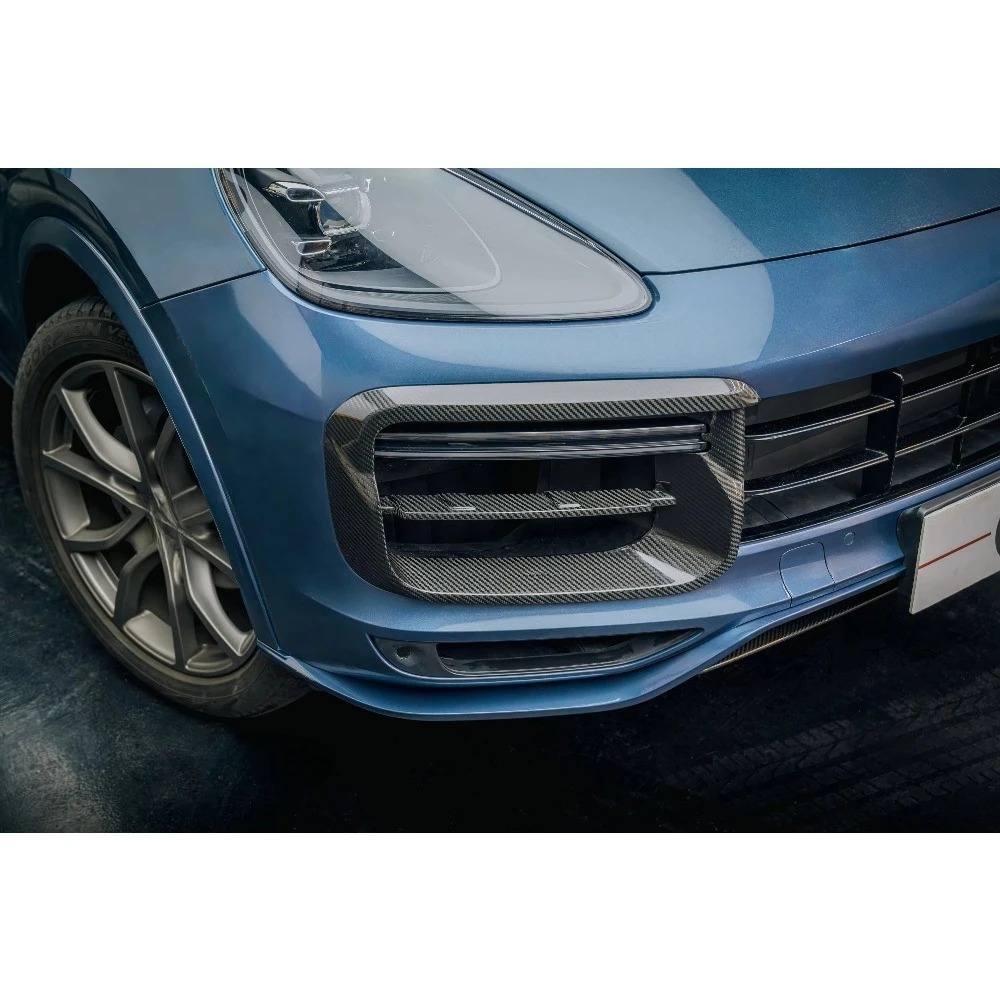 for Cayenne 9Y0.1 Turbo Style Carbon Fiber Grille Frame New Condition Performance Parts 2018-2023